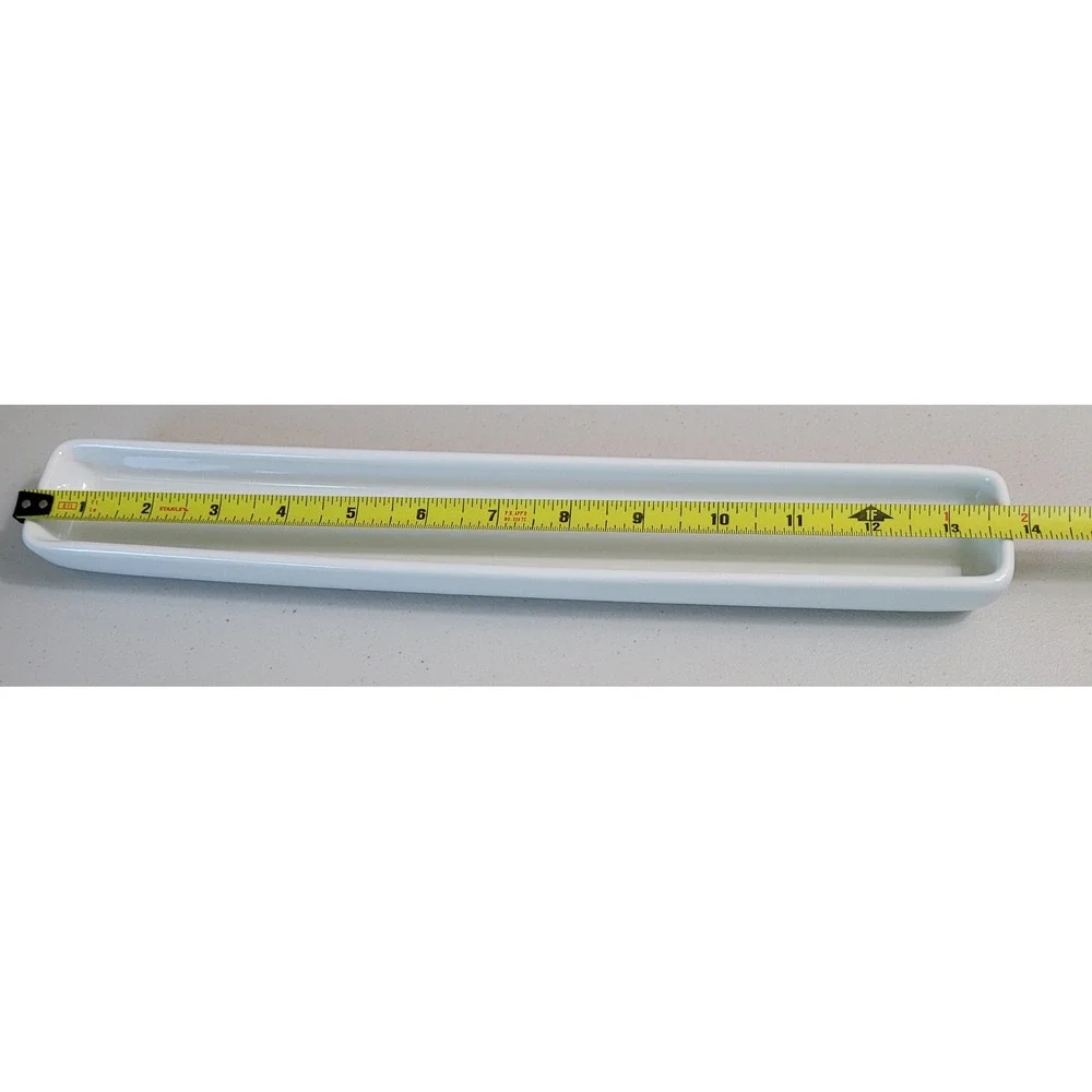 Pampered Chef Simple Additions White Ceramic Long Rectangular Serving Tray 13.5